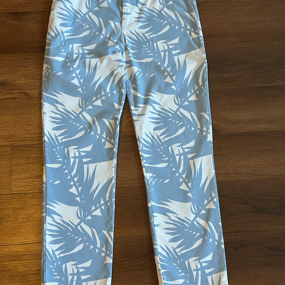 Vineyard Vines Blue and White Palm Print Kids Casual Bottoms